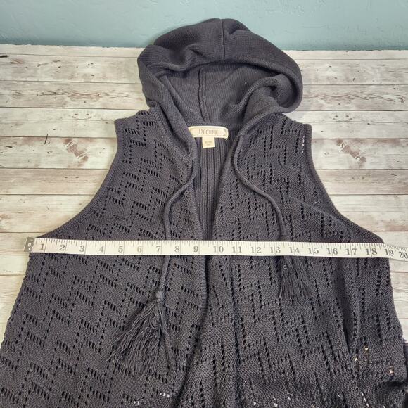 Decree Boho Waterfall Fringe Hooded Cardigan Size XL - Picture 6 of 8